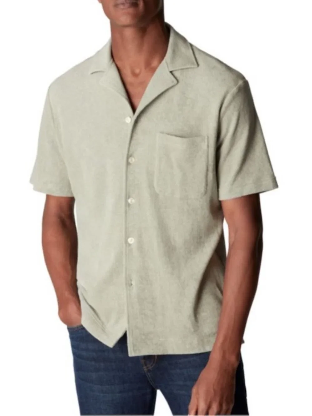 Eton Green Terry Resort Shirt in Large